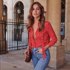 SEZANE silk dress shirt (Chemise Lady) Red